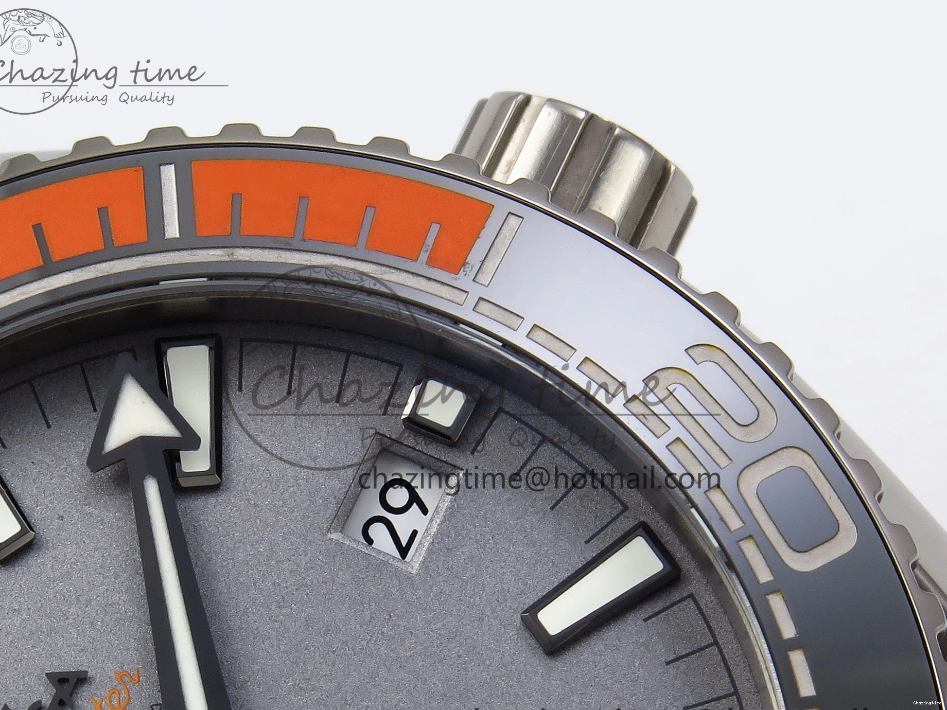 0415 Comfortable Planet Ocean 43.5mm SS VSF 1:1 Best Edition Black Orange Bezel Gray Dial on Nylon Strap A8900 Super Clone V 7730